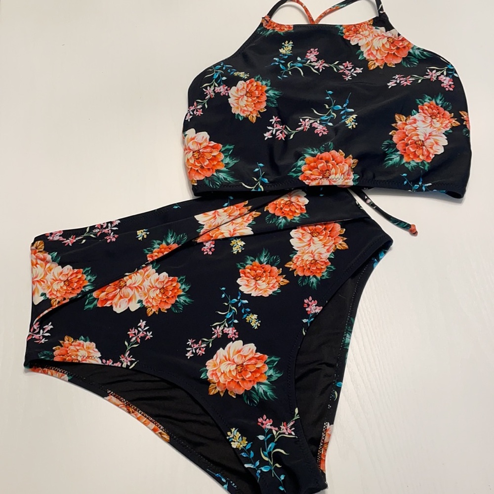 High waisted flora bikini